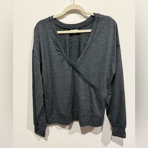 Z Supply Active Wrap Over Charcoal Gray Women's Top